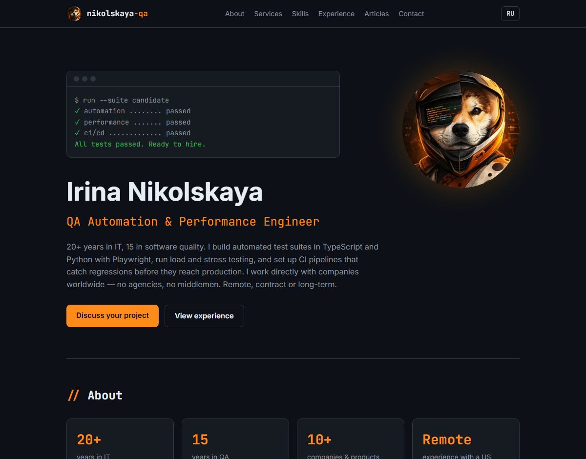 Главная страница проекта nikolskaya-qa.ru